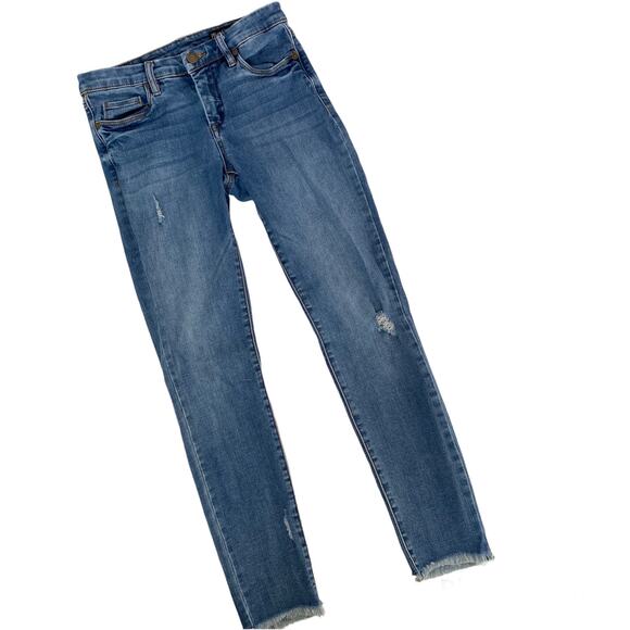 BlankNYC Frayed Hem Jeans Crop Skinny Raw Distressed Denim Size 26 06t-1699LT - Picture 10 of 13